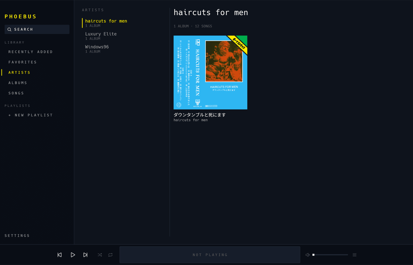 The three-pane Artists browser